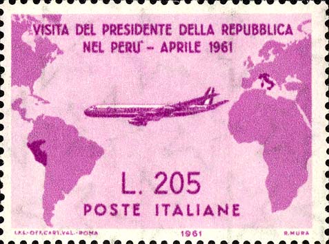 Francobollo-Aereo-e-Cartina-Geografica-Gronchi-ROSA-1961